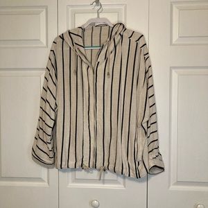 CJLA Zip Front Hooded Linen Jacket